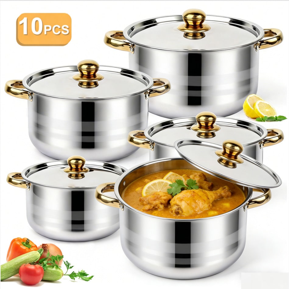 Home Cooking Restaurant - Juego de ollas de acero inoxidable,